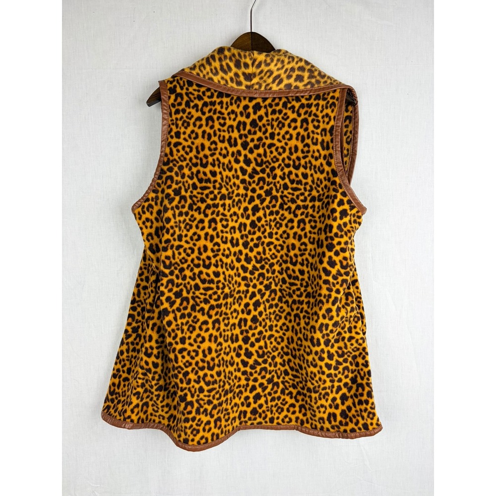 Simply Southern Womens Leopard Print Fleece Open Front Drape Vest Brown Small - Picture 8 of 12